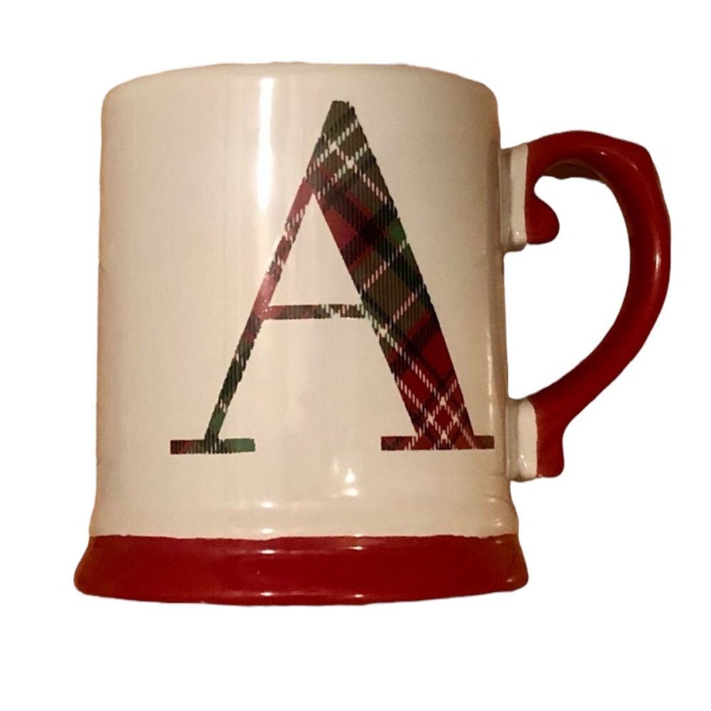 Oversized festive letter A initial mug